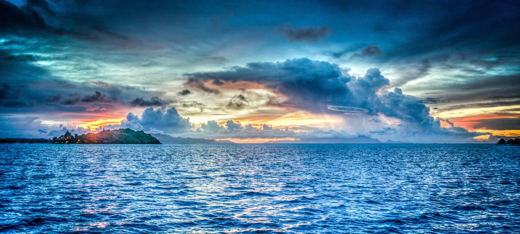 Blue clouds exotic bora bora polynesia